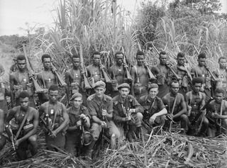 KIARIVU, NEW GUINEA, 1945-08-07. MEMBERS OF NO. 3 PLATOON, 2 NEW GUINEA INFANTRY BATTALION, WHO LED THE ENTIRE FORCE ON A SIX DAY PATROL INTO ENEMY TERRITORY. THEY MOVED AHEAD OF 2/7 INFANTRY ..