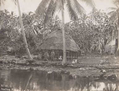 People with a fale. From the album: Photographs of Apia, Samoa