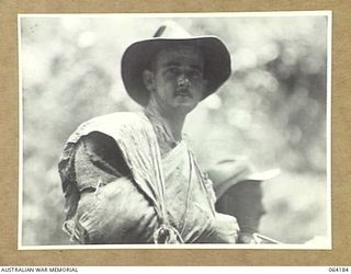 Mount Prothero Area, New Guinea. QX37870 Private S J Edmonds of B Company, 2/12th Battalion who was wounded during the action on Mount Prothero