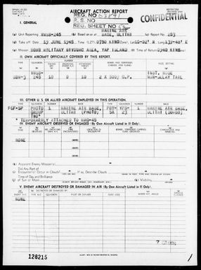VMSB-245 - ACA Reports Nos 253, 256 & 258 - Bombing targets in the Yap area, Carolines, 6/19-27/45