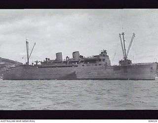 STARBOARD SIDE VIEW OF THE BASS STRAIT FERRY TAROONA WHICH TRANSPORTED AUSTRALIAN TROOPS TO NEW GUINEA DURING WORLD WAR 2. (NAVAL HISTORICAL COLLECTION)