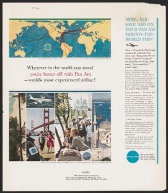 NOW--YOU SAVE $340 ON YOUR PAN AM 'ROUND-THE-WORLD TRIP!