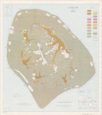 Land use map of Atiu / Produced by the Geography Dept., Massey University, Palmerston North, N.Z. Drawn by the Dept. of Lands & Survey, Wellington, N.Z. Field survey by B. J. Menzies, May-July 1969