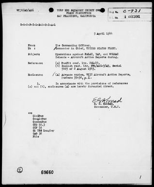 VT-32 - Act Rep, Rep of Air Strikes Against Palau, Yap & Woleai Is, 3/29/44 – 4/1/44