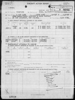VMSB-245 - ACA rep #212 - Bombing targets in the Yap Area, Carolines on 5/1/45