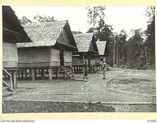 MILNE BAY, NEW GUINEA. 1944-04-20. A SECTION OF THE AUSTRALIAN NEW GUINEA ADMINISTRATIVE UNIT HEADQUARTERS AT MILNE BAY