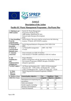 Description of the action - Pacific-EU waste management programme - PacWaste Plus.