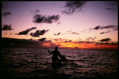 Canoe on water, Niue