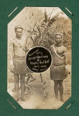 Wishing you a Merry Christmas and a Happy New Year, 1907-1908. From the album: Banaba (Ocean Island)