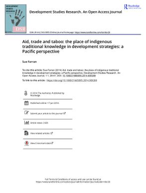 Aid, trade and taboo: the place of indigenous traditional knowledge in development strategies: a Pacific perspective