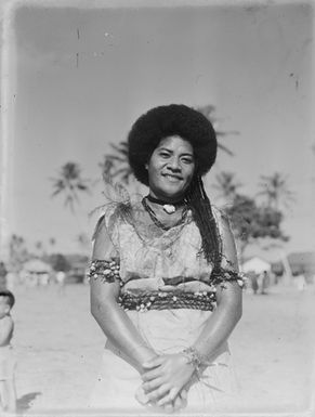 [Half-length portrait of a Polynesian woman]