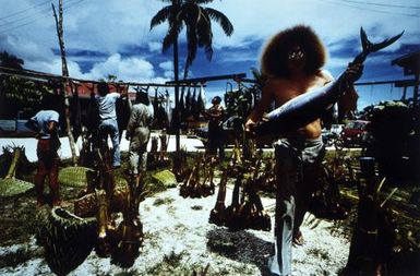 Alofi, Niue. Food division after an Earpiercing Ceremony 1982. From the series: Polynesia Here and There