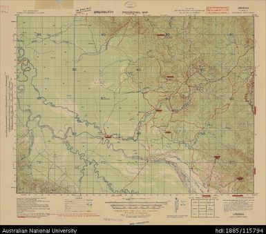 Papua New Guinea, Northeast New Guinea, Urigina - overprint, Provisional map, Sheet B55/5-6, 3656, 1943, 1:63 360