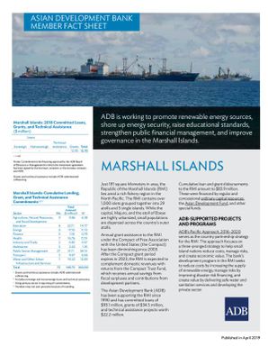 Asian Development Bank member fact sheet. ADB is working to promote renewable energy sources, shore up energy security, raise educational standards, strengthen public financial management, and improve governance in the Marshall Islands.