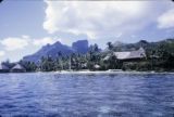 French Polynesia, buildings on shore of Bora Bora