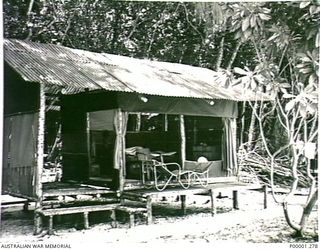 THE SOLOMON ISLANDS, 1945-10-13. COMFORTABLE JAPANESE LIVING ACCOMMODATION AT KANDAS ISLAND INTERNMENT CAMP. (RNZAF OFFICIAL PHOTOGRAPH.)