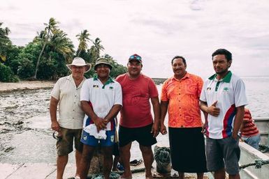 Co-collectors with other locals, Nukunonu, Tokelau