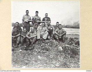 CAPE WOM, WEWAK AREA, NEW GUINEA. 1945-08-30. PERSONNEL OF 2/42 LIGHT AID DETACHMENT, CORPS OF AUSTRALIAN ELECTRICAL AND MECHANICAL ENGINEERS. (FOR IDENTIFICATION OF 12 NAMED PERSONNEL REFER TO ..