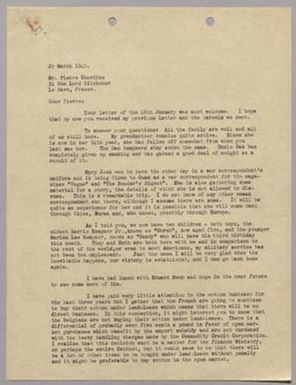 [Letter from Harris L. Kempner to Mr. Pierre Chardine, March 29, 1945]