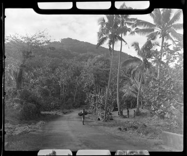 Unidentified boy on road carrying food near Apia, Upolu, Samoa