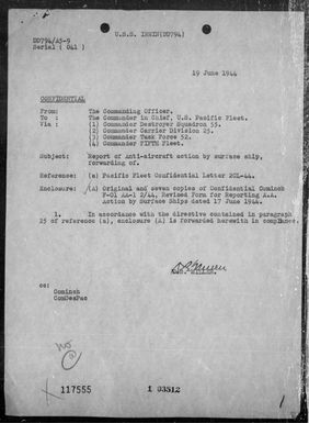 USS Irwin - Rep of AA act off Saipan Is, Marianas on 6/17/44
