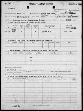 VMTB-134 - ACA reps nos 134-47 to 134-49 â Bombing targets on Arakabesan & Babelthuap Is, Palau Is 3/16-23/45