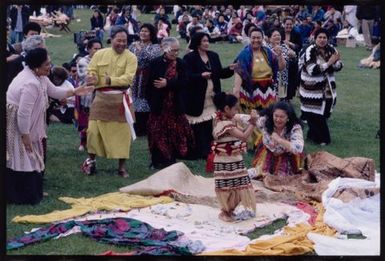 Atu'amua Vaea, granddaughter of the Premier of Tonga, performs the Ta'longa