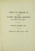 INDEX TO VOLUME 41 of the PACIFIC ISLANDS MONTHLY (31 December 1970)