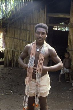 Ben Burt Malaita PhotosGeorge Bako, third son of Rofate'e, wearing ten-string money