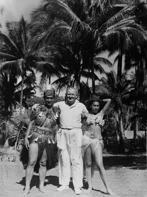 [Portrait of couple in Tahitian costume, with Tudor Collins]