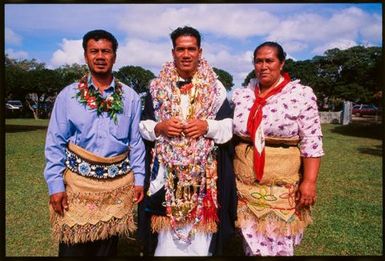 Two Tongan men and a woman,Tonga