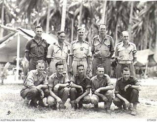 MILILAT, NEW GUINEA. 1944-08-23. PERSONNEL OF THE 77TH DENTAL UNIT, 5TH DIVISION. IDENTIFIED PERSONNEL ARE:- NX156727 STAFF SERGEANT G.W. DALE (1); NX172829 CORPORAL J. WALSH (2); NX99092 STAFF ..