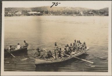 Australian soldiers in boats at Kokopo, New Britain Island, Papua New Guinea, approximately 1916