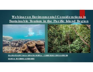 Webinar environmental considerations sustainable tourism in the Pacific Island region