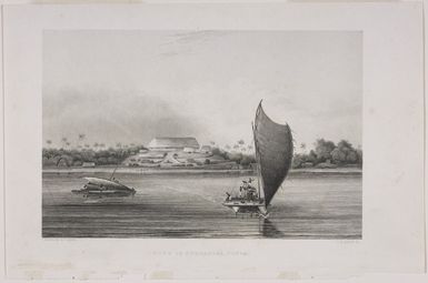 Agate, Alfred T 1812-1846 :Town of Nukualofa, Tonga / drawn by A T Agate; [engraved by] C A Jewett. [Philadelphia, 1849]