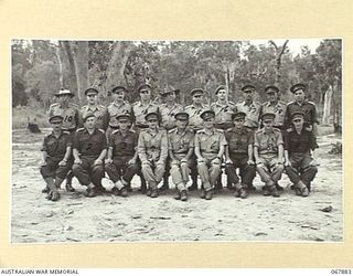 TRINITY BEACH, QLD. 1944-07-23. MEMBERS OF ONE OF THE SYNDICATES ATTENDING THE STAFF AND COMMAND COURSE FOR SENIOR OFFICERS OF THE 7TH DIVISION, THE 9TH DIVISION AND CORPS UNITS ARRANGED BY ..