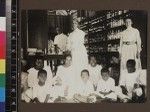 Mission dispensary and staff, Beru, Kiribati, 1913-1914