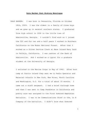 Oral History Interview with Dale Barker
