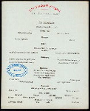 DINNER [held by] TOYO KISEN KAISHA [at] EN ROUTE ABOARD SS HONG KONG MARU (SS)