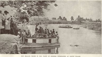 New Zealand troops in Fiji: party of soldiers entertained at native village