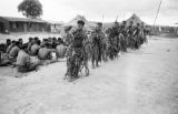 Malaysia, men performing meke at Republic of Fiji Military Forces camp