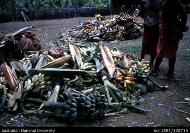 Piles of food gifts at wedding, Kou