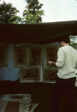 Tapa maker's stall Nuku'alofa, June 1984