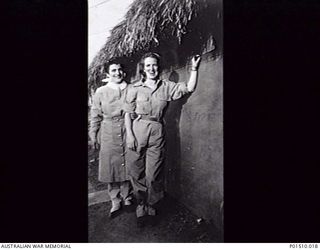 NEW GUINEA. 1943? NURSES FROM 2/9TH AUSTRALIAN GENERAL HOSPITAL (9AGH). SISTERS HAMBOUR (LEFT) AND (FLORENCE) BARBARA INGRAM. (DONOR B. SHAW)