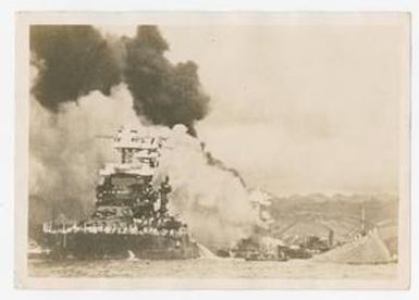 [Damage to "Battleship Row" at Pearl Harbor, December 7, 1941]