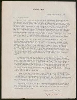 [Letter from Catherine Davis to Joe Davis - September 22, 1944]