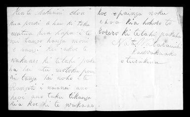 Undated letter from Te Watarauihi to McLean