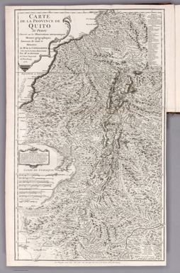 Carte de la province de Quito au Perou dressée sur les observations astronomiques, mesures géographiques, journaux de route et mémoires de Mr. de la Condamine, et fur ceux de Don Pedro Maldonado. Par Mr. d'Anville de l'Acad. Imperiale de Petersbourg. 1751.