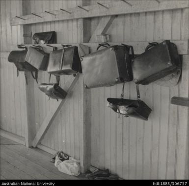 Bags hanging on wall