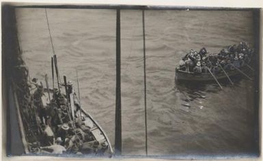 The Australian Naval and Military Expeditionary Force in lifeboats, New Guinea, 1914